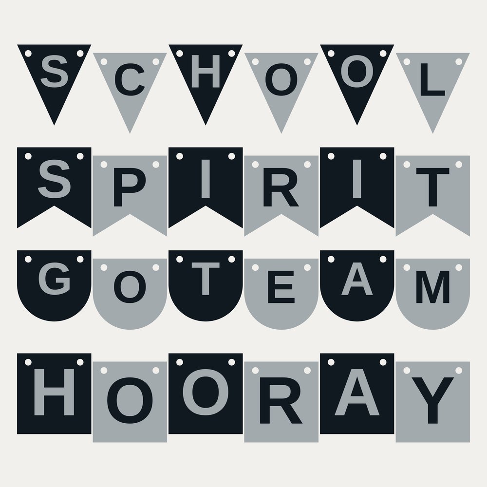 Black & Silver School Spirit Letter Banner SVG