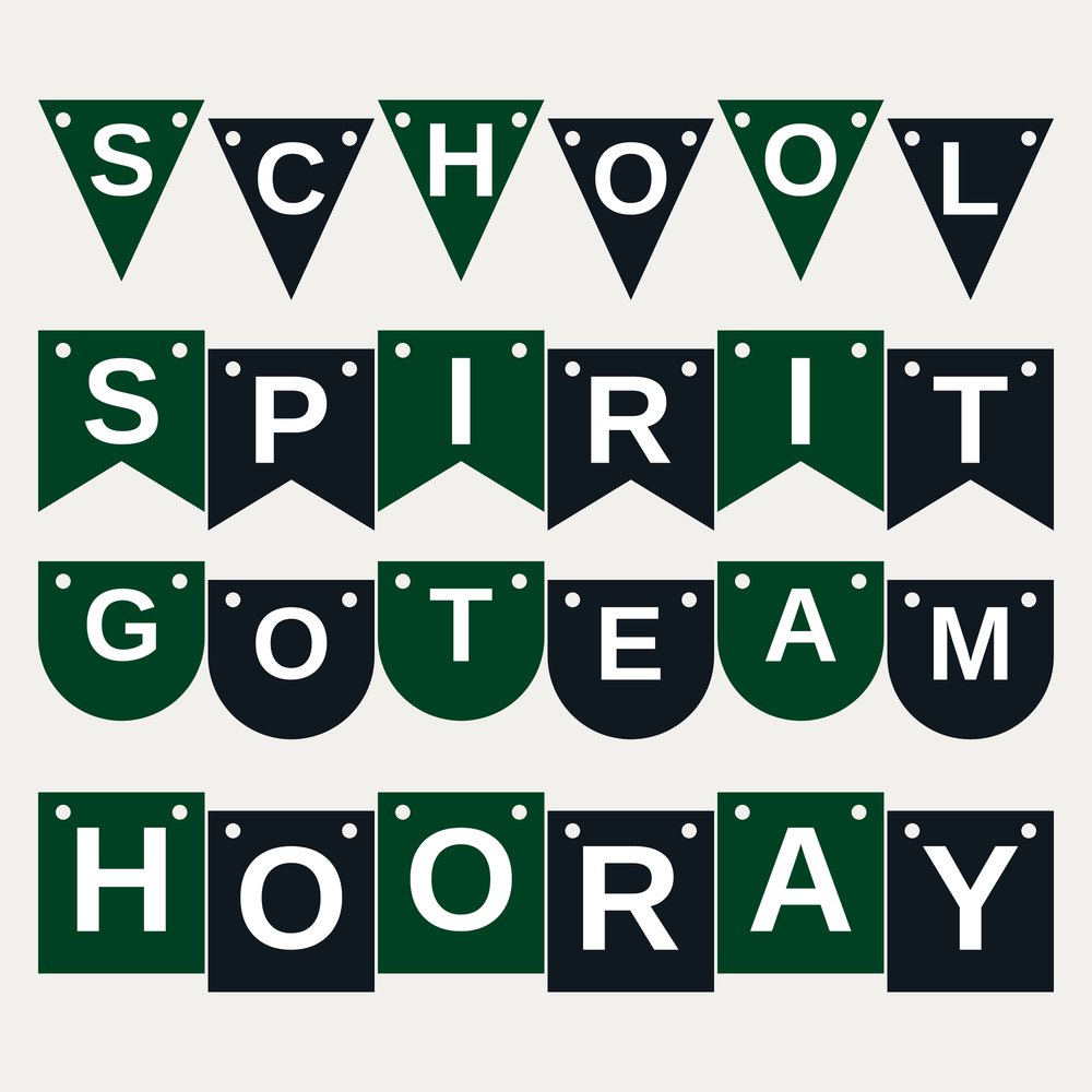 Forest Green & Black School Spirit Letter Banner SVG
