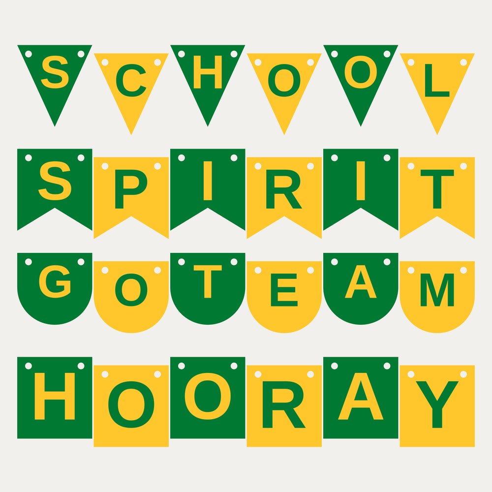 Green & Gold School Spirit Letter Banner SVG