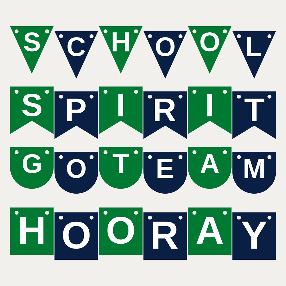 Green & Navy School Spirit Letter Banner SVG