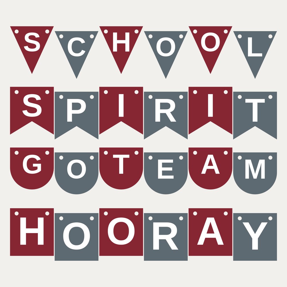 Maroon & Gray School Spirit Letter Banner SVG
