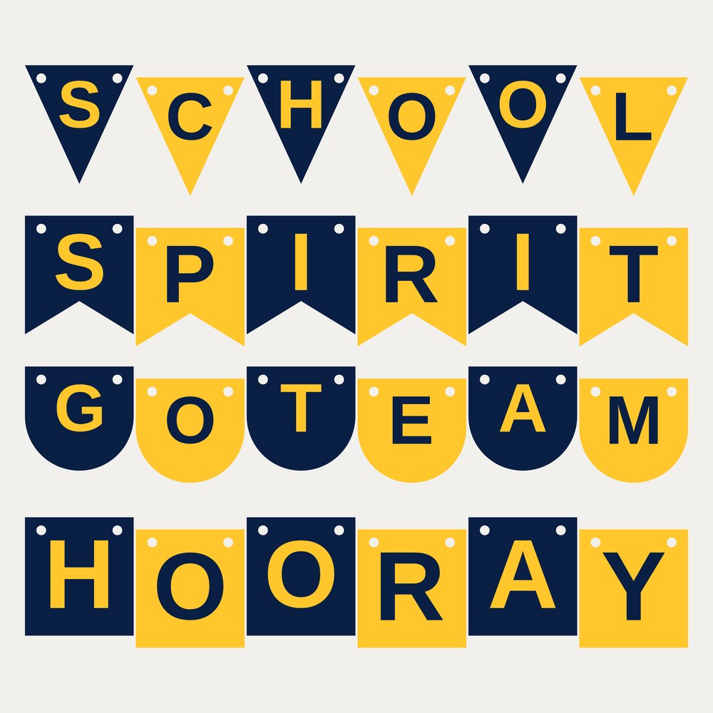 Navy & Gold School Spirit Letter Banner SVG