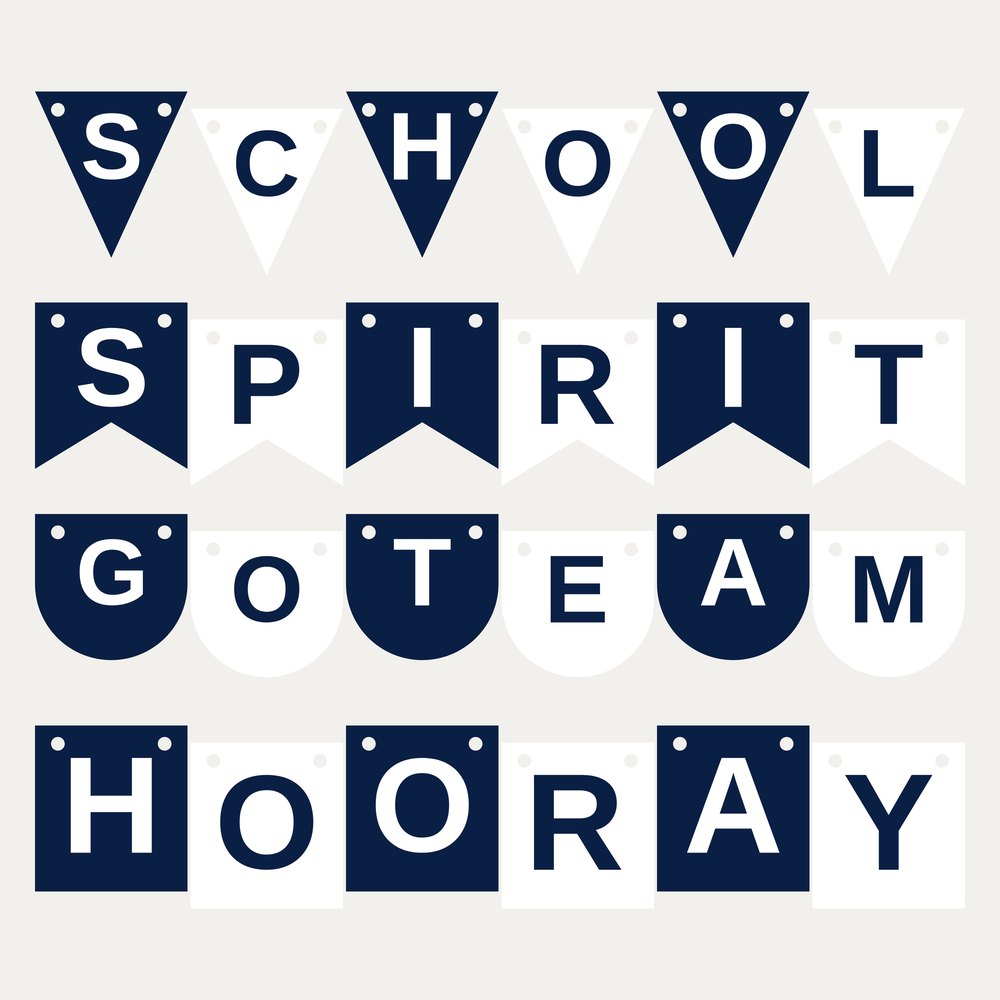 Navy & White School Spirit Letter Banner SVG
