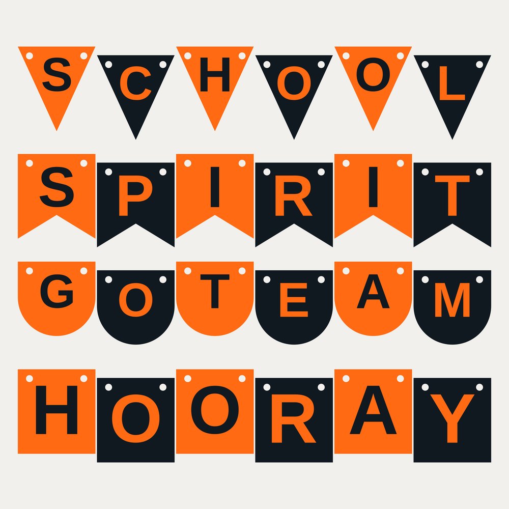 Orange & Black School Spirit Letter Banner SVG