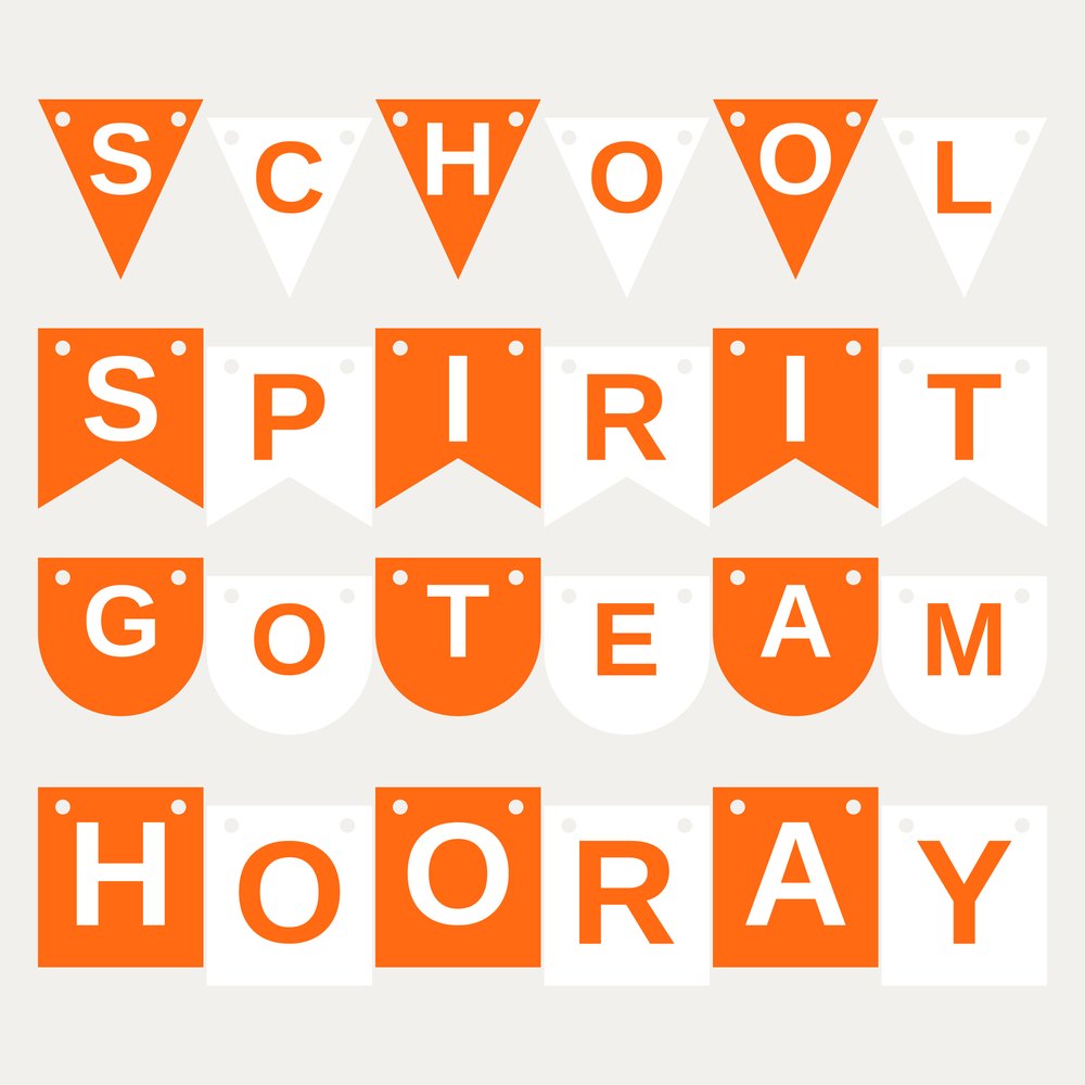 Orange & White School Spirit Letter Banner SVG