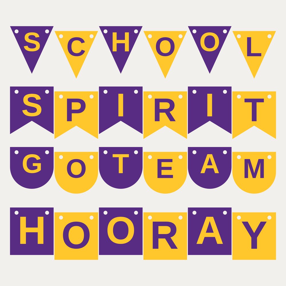 Purple & Gold School Spirit Letter Banner SVG
