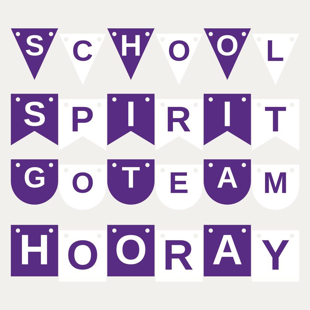 Purple & White School Spirit Letter Banner SVG