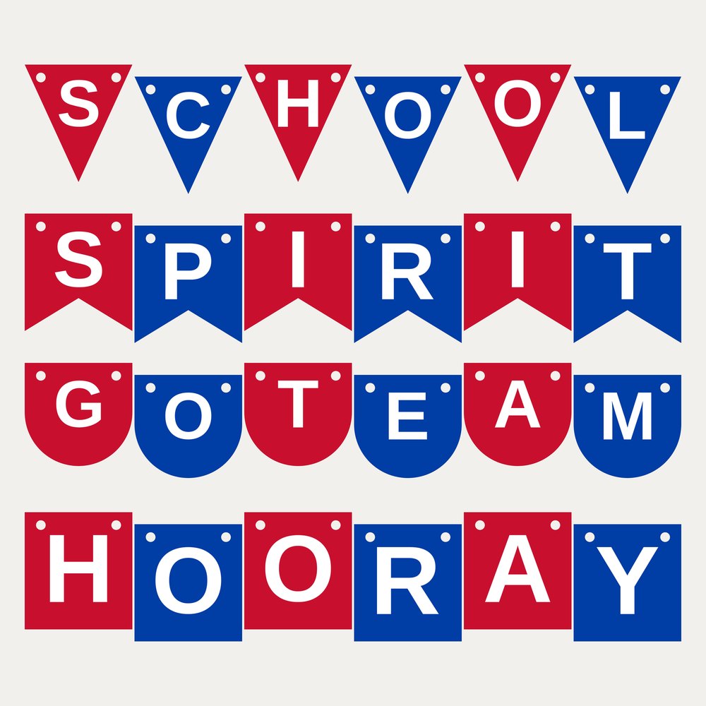 Red & Blue School Spirit Letter Banner SVG
