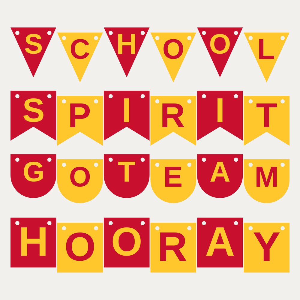 Red & Gold School Spirit Letter Banner SVG