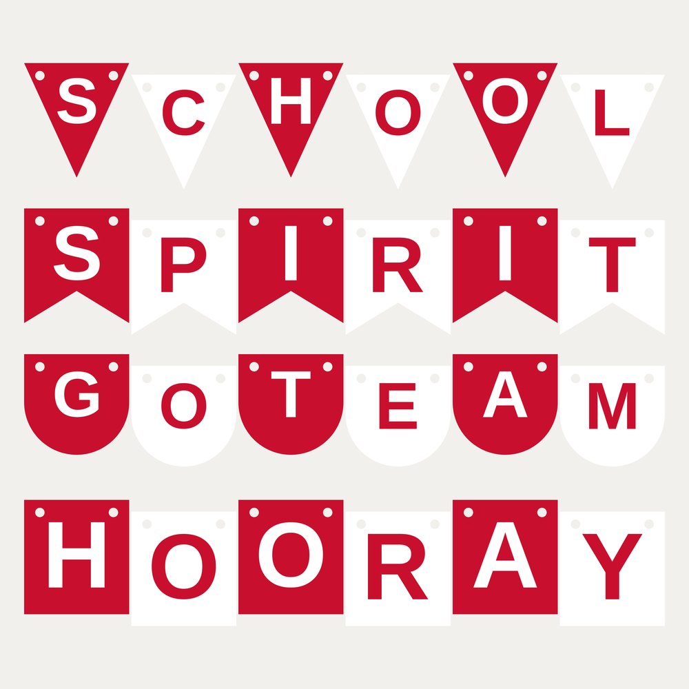 Red & White School Spirit Letter Banner SVG