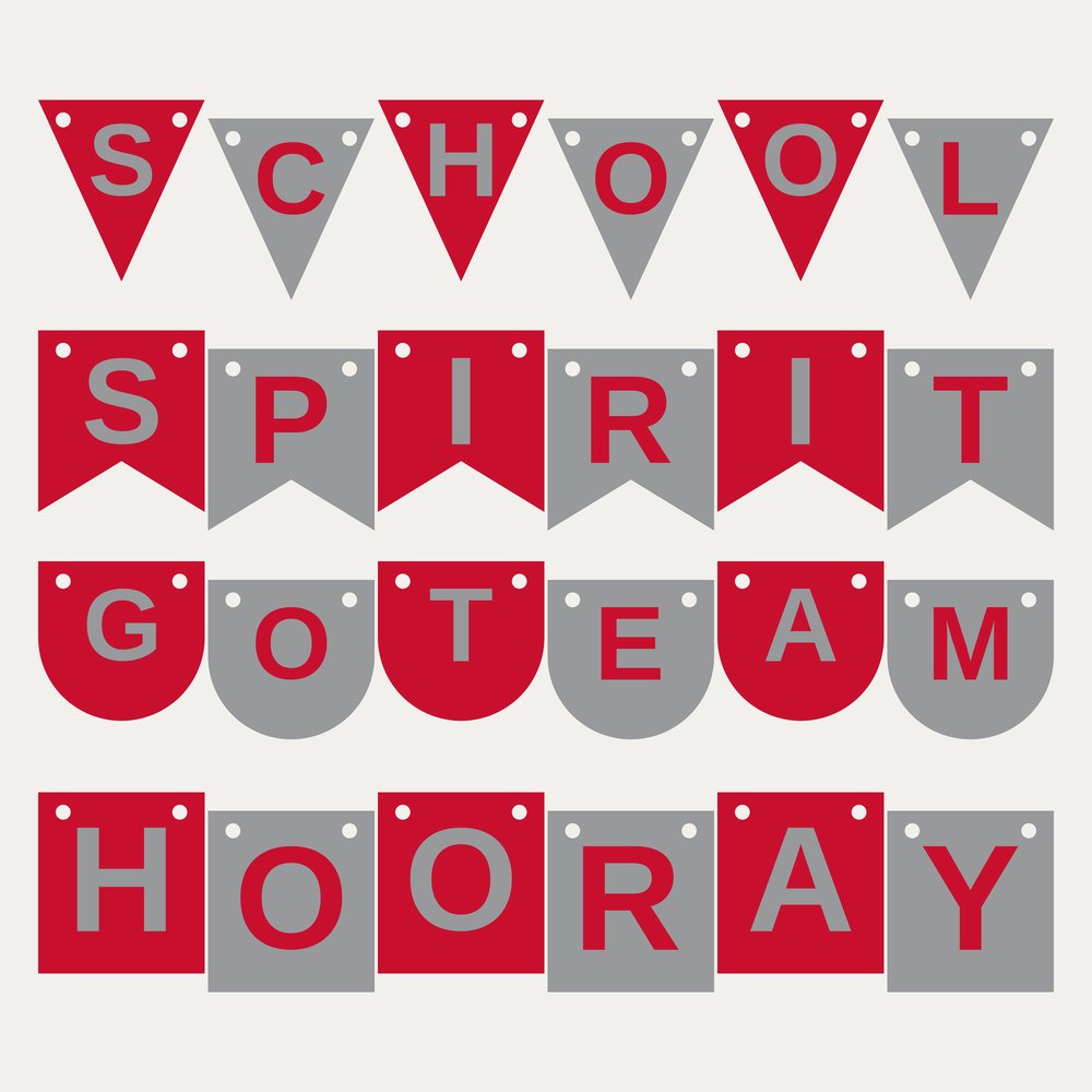 Scarlet & Gray School Spirit Letter Banner SVG